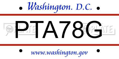 PTA78G District Of Columbia License Plate