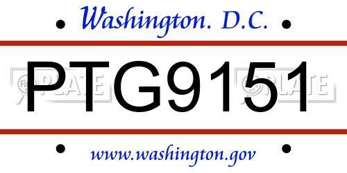 PTG9151 District Of Columbia License Plate