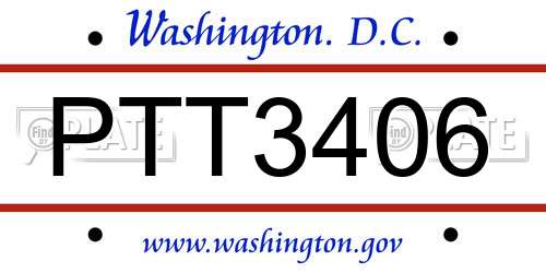 PTT3406 District Of Columbia License Plate