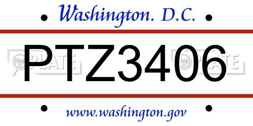 PTZ3406 District Of Columbia License Plate