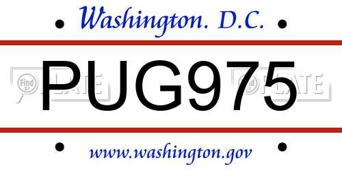 PUG975 District Of Columbia License Plate