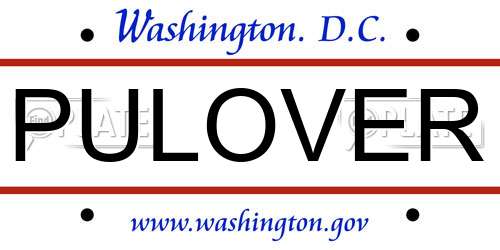 PULOVER District Of Columbia License Plate