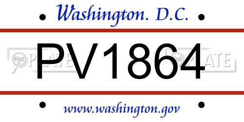 PV1864 District Of Columbia License Plate