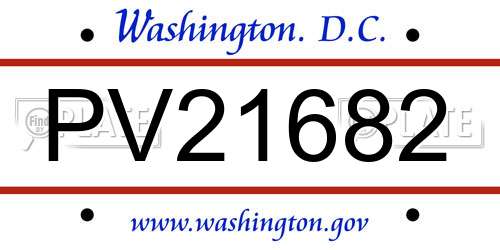 PV21682 District Of Columbia License Plate