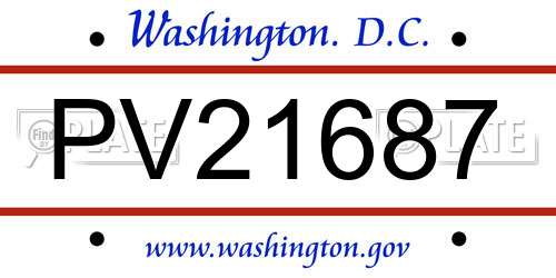 PV21687 District Of Columbia License Plate