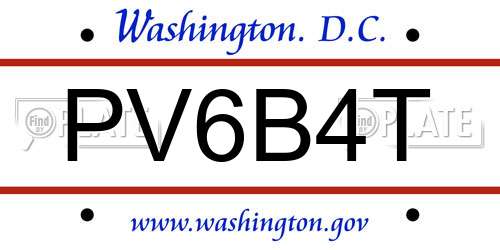 PV6B4T District Of Columbia License Plate