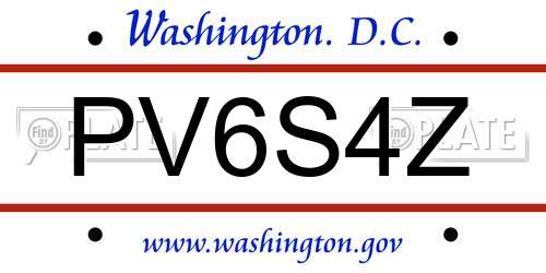 PV6S4Z District Of Columbia License Plate