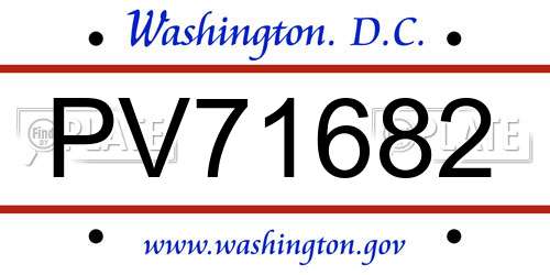 PV71682 District Of Columbia License Plate