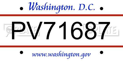 PV71687 District Of Columbia License Plate