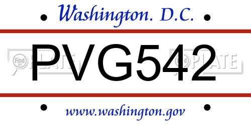 PVG542 District Of Columbia License Plate