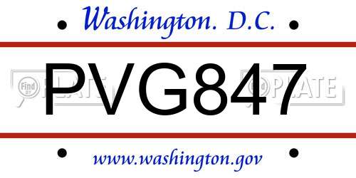 PVG847 District Of Columbia License Plate