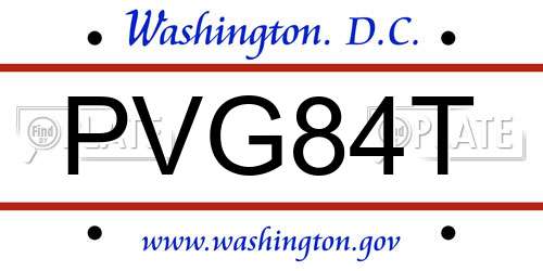 PVG84T District Of Columbia License Plate