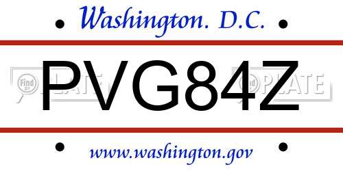 PVG84Z District Of Columbia License Plate