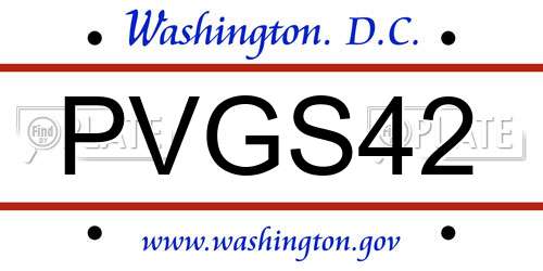 PVGS42 District Of Columbia License Plate
