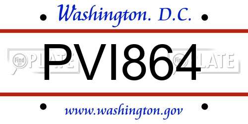 PVI864 District Of Columbia License Plate