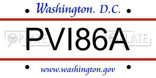 PVI86A District Of Columbia License Plate