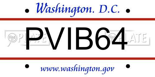 PVIB64 District Of Columbia License Plate