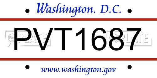 PVT1687 District Of Columbia License Plate