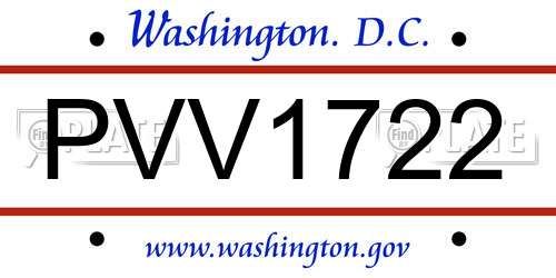 PVV1722 District Of Columbia License Plate