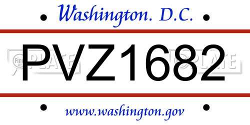 PVZ1682 District Of Columbia License Plate