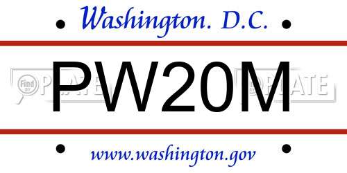 PW20M District Of Columbia License Plate