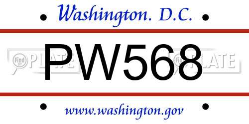 PW568 District Of Columbia License Plate