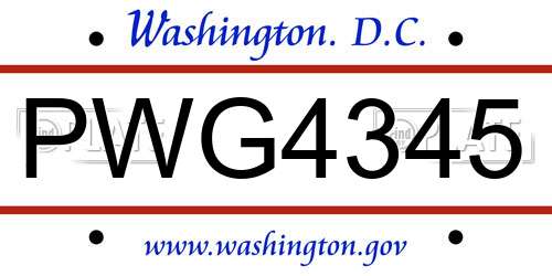 PWG4345 District Of Columbia License Plate