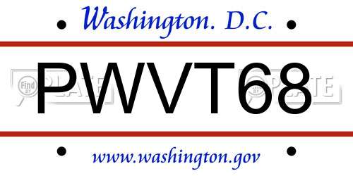 PWVT68 District Of Columbia License Plate