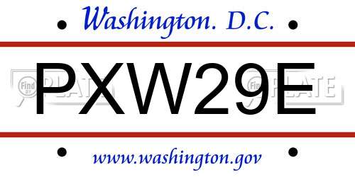 PXW29E District Of Columbia License Plate