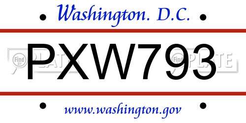 PXW793 District Of Columbia License Plate