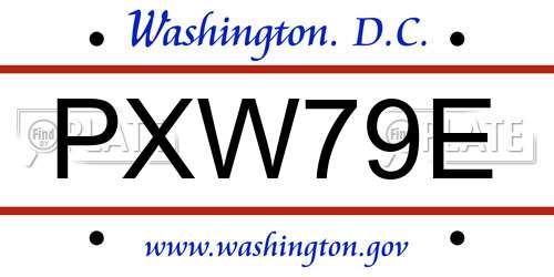PXW79E District Of Columbia License Plate