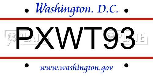 PXWT93 District Of Columbia License Plate