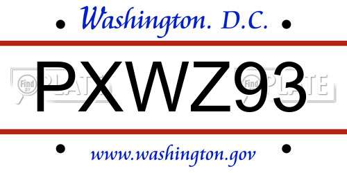 PXWZ93 District Of Columbia License Plate