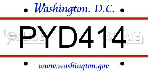 PYD414 District Of Columbia License Plate