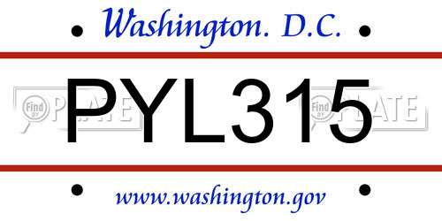 PYL315 District Of Columbia License Plate