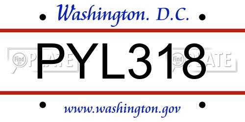 PYL318 District Of Columbia License Plate