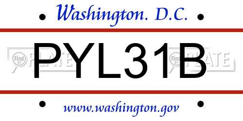 PYL31B District Of Columbia License Plate