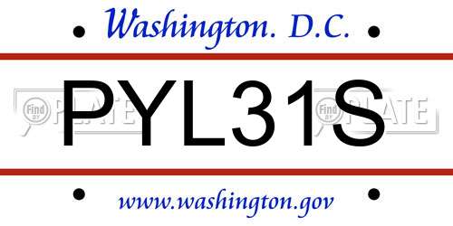 PYL31S District Of Columbia License Plate