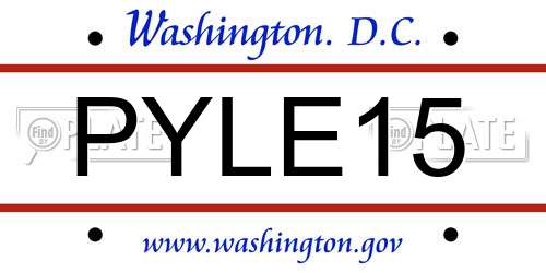 PYLE15 District Of Columbia License Plate