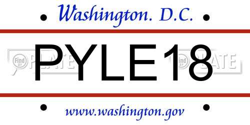 PYLE18 District Of Columbia License Plate