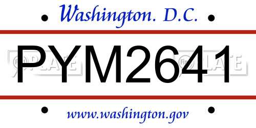 PYM2641 District Of Columbia License Plate