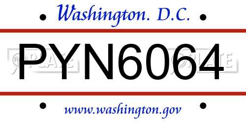 PYN6064 District Of Columbia License Plate