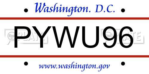 PYWU96 District Of Columbia License Plate