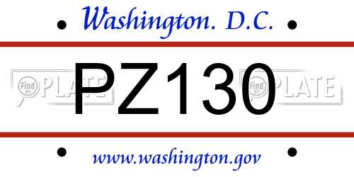 PZ130 District Of Columbia License Plate