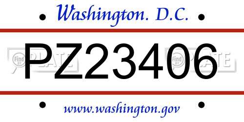 PZ23406 District Of Columbia License Plate