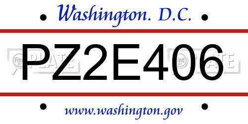 PZ2E406 District Of Columbia License Plate