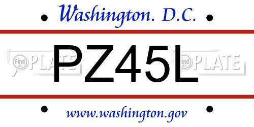 PZ45L District Of Columbia License Plate
