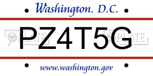 PZ4T5G District Of Columbia License Plate