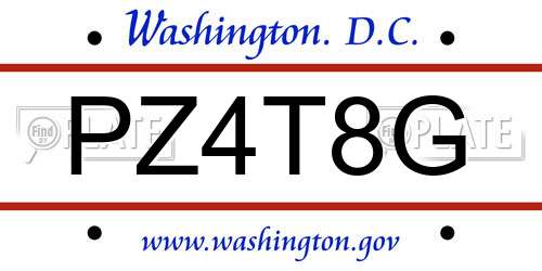 PZ4T8G District Of Columbia License Plate