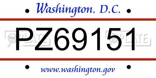 PZ69151 District Of Columbia License Plate